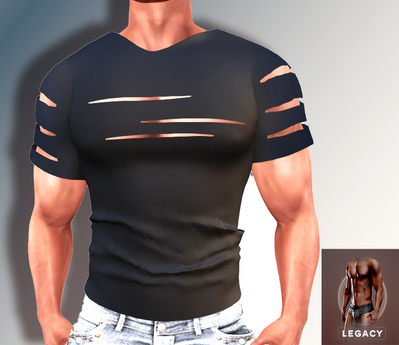 Second Life Marketplace - Brutal Tim Ripped Shifted Tee Black Legacy Male